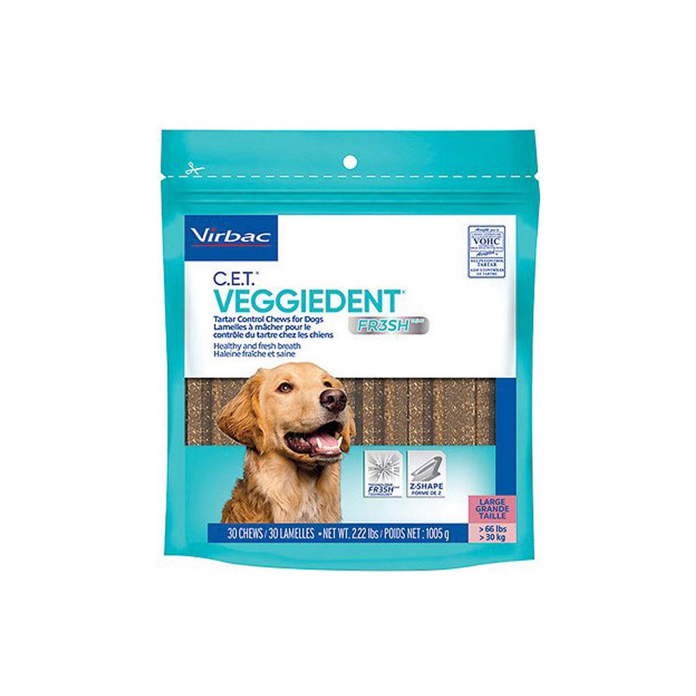 Virbac Heads Up For Tails Veggiedent Oral Hygiene Large Dog Chew, 490 g