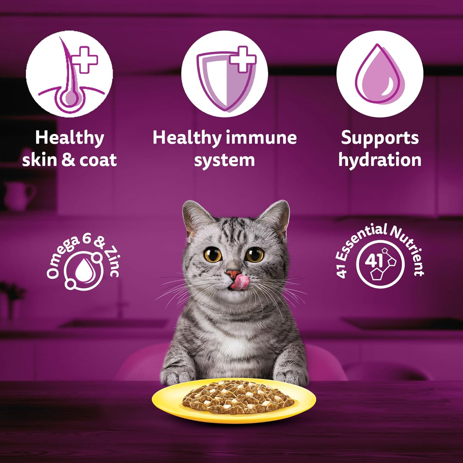 Whiskas Adult (1+ year) Wet Cat Food, Ocean Fish Flavor, 80 g Hydrating Food Made With Real Fish, 100% Complete & Balanced Nutrition for Adult Cats