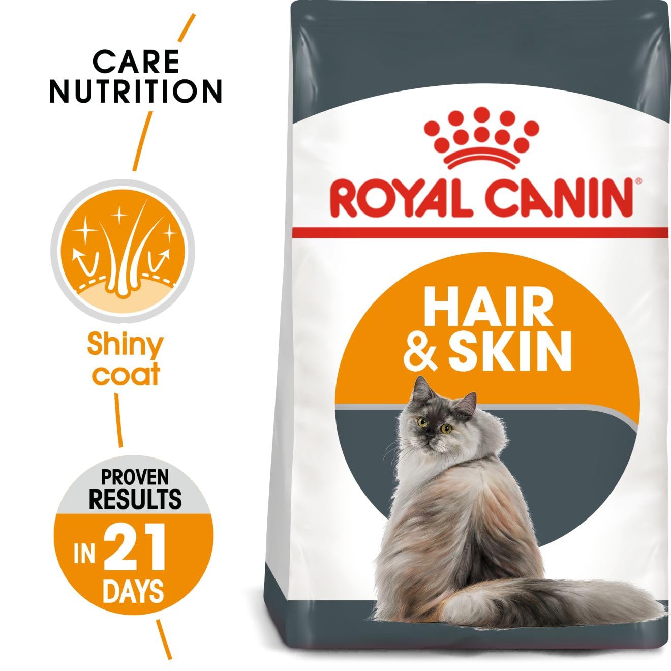 Royal Canin Skin & Hair Care for Adult Cats, 400 Grams, Dry Food with Added Amino Acids, Vitamins, and Omega 3 and 6, Supports Healthy Skin and Shiny Coat, Proven Results in 21 Days