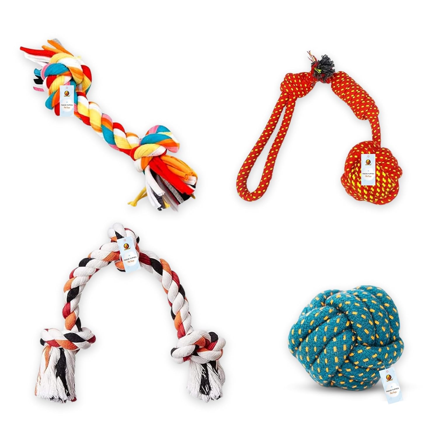 Dog Chewing Toys for Puppies 4 Packages Dog Chew Rope Ball Frisbee Durable for Small to Medium Dog Interactive Games Dog Chew Toys Durable Natural Rubber Dog Toys