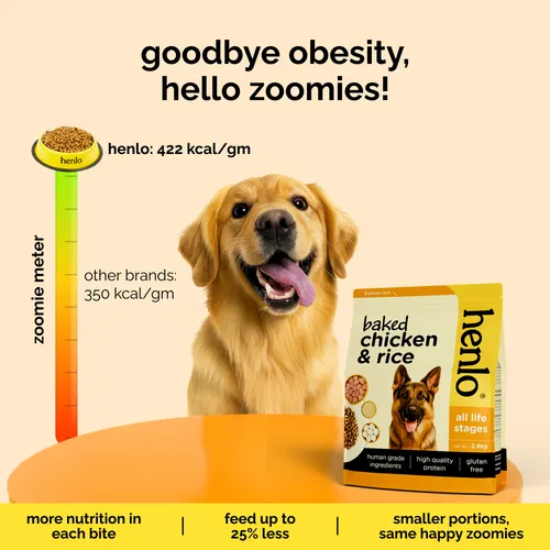 Henlo Baked Chicken & Rice Adult and Puppy Dog Dry Food | 100% human grade ingredients