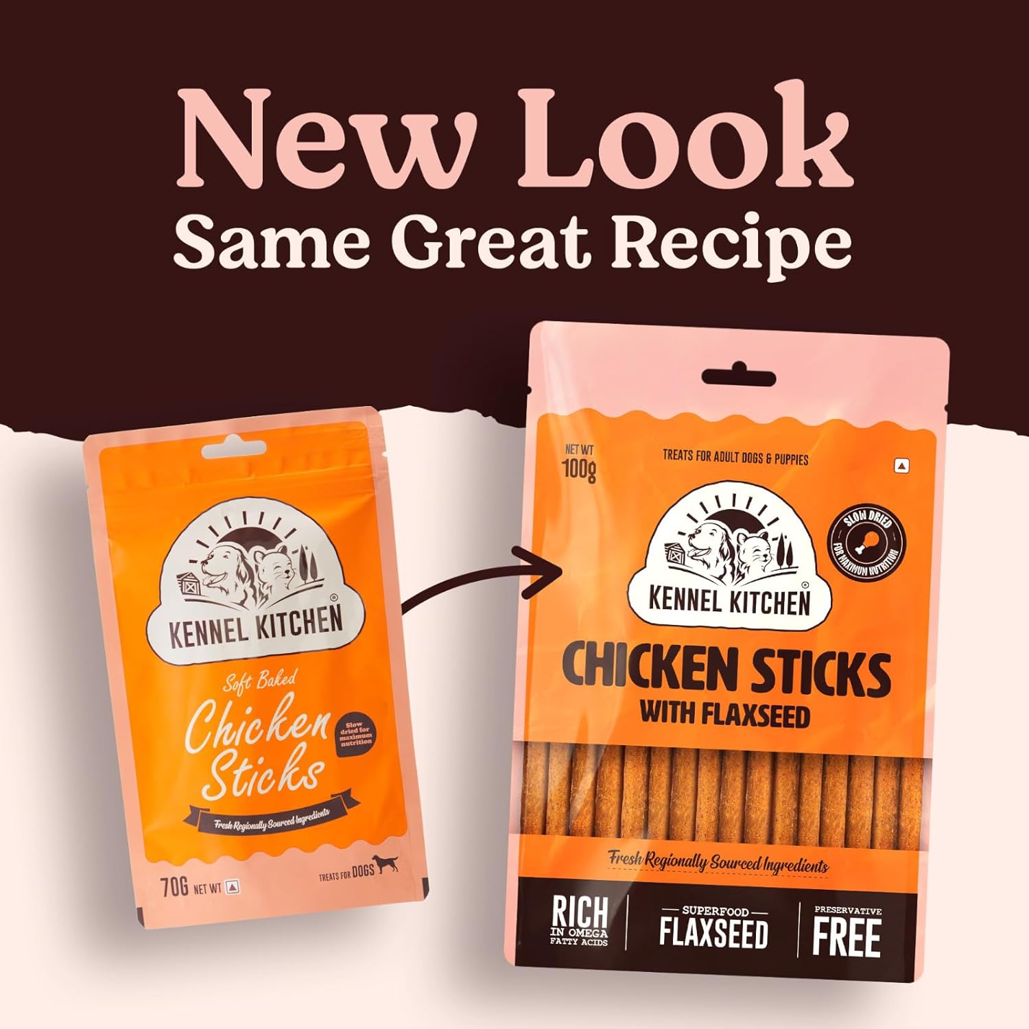 Kennel Kitchen Soft Baked Chicken Stick Treats for Dogs, 100g (Pack of 1) | Soft Dog Chew Sticks | Dog Treats for Adult Dogs and Puppies